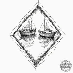 Tattoo sketch two halves of a boat, that comp... - эскиз тату (№1752259324_0, 11.07.2025 18:42) — tattoo-photo.ru