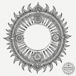 Tattoo sketch a hyper-realistic solar eclipse... - эскиз тату (№1752259909_0, 11.07.2025 18:51) — tattoo-photo.ru