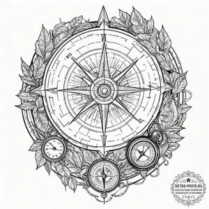 Tattoo sketch a set of adventurer's tools a b... - эскиз тату (№1752260411_0, 11.07.2025 19:00) — tattoo-photo.ru