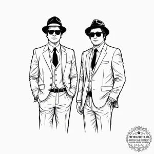 A sketch of the main characters from the blue... - эскиз тату (№1752260745_0, 11.07.2025 19:05) — tattoo-photo.ru