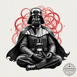 Watercolor sketch of darth vader meditating,... - эскиз тату (№1752260912_0, 11.07.2025 19:08) — tattoo-photo.ru