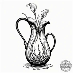 A pitcher plant, tattoo sketch design, blackw... - эскиз тату (№1752262091_0, 11.07.2025 19:28) — tattoo-photo.ru
