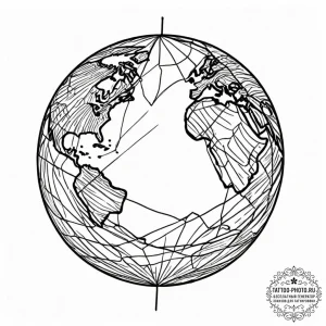 Tattoo design two halves of a globe, completi... - эскиз тату (№1752263515_0, 11.07.2025 19:51) — tattoo-photo.ru