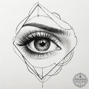 Tattoo design a confident woman's eye, with l... - эскиз тату (№1752263935_0, 11.07.2025 19:58) — tattoo-photo.ru