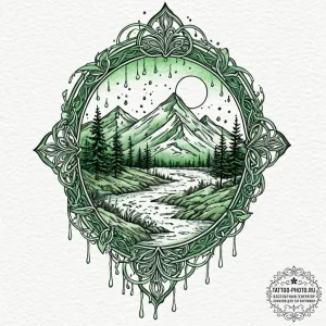 A watercolor sketch of the green code rain fo... - эскиз тату (№1752264362_0, 11.07.2025 20:06) — tattoo-photo.ru