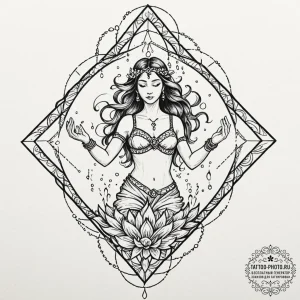 Tattoo sketch aquarius's water-bearer, pourin... - эскиз тату (№1752264446_0, 11.07.2025 20:07) — tattoo-photo.ru