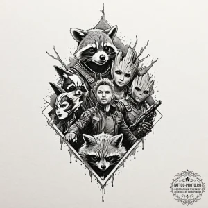 Guardians of the galaxy, tattoo sketch design... - эскиз тату (№1752264529_0, 11.07.2025 20:08) — tattoo-photo.ru
