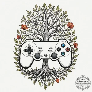 Tattoo sketch a classic console controller wi... - эскиз тату (№1752265363_0, 11.07.2025 20:22) — tattoo-photo.ru