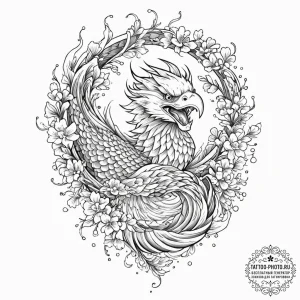 Eagle, tattoo drawing outline, detailed cross... - эскиз тату (№1752266120_0, 11.07.2025 20:35) — tattoo-photo.ru