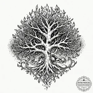 Tattoo design a single, powerful root, strong... - эскиз тату (№1752266371_0, 11.07.2025 20:39) — tattoo-photo.ru