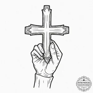 Cross on finger, tattoo flash sheet design, o... - эскиз тату (№1752266537_0, 11.07.2025 20:42) — tattoo-photo.ru