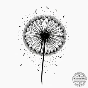 Dandelion seeds blowing in the wind (is there... - эскиз тату (№1752266705_0, 11.07.2025 20:45) — tattoo-photo.ru