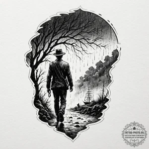 Tattoo sketch a person's silhouette with thei... - эскиз тату (№1752268128_0, 11.07.2025 21:08) — tattoo-photo.ru