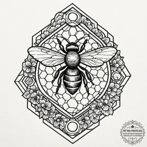 Honeycomb, tattoo flash sheet design, clean l... - эскиз тату (№1752268879_0, 11.07.2025 21:21) — tattoo-photo.ru