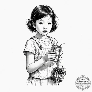 A sketch of the little girl setsuko from grav... - эскиз тату (№1752269128_0, 11.07.2025 21:25) — tattoo-photo.ru