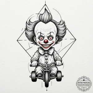 A neo-traditional tattoo of the creepy clown... - эскиз тату (№1752269296_0, 11.07.2025 21:28) — tattoo-photo.ru