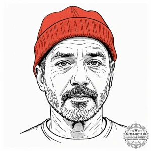 A graphic novel style portrait of steve zisso... - эскиз тату (№1752269881_0, 11.07.2025 21:38) — tattoo-photo.ru