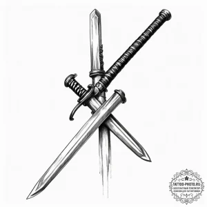 Katana, tattoo line art, sketch tattoo style,... - эскиз тату (№1752270048_0, 11.07.2025 21:40) — tattoo-photo.ru