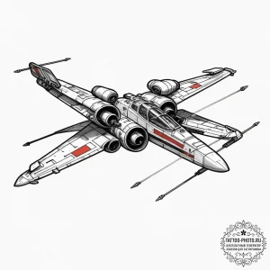 26. neo-traditional tattoo of an x-wing fight... - эскиз тату (№1752270131_0, 11.07.2025 21:42) — tattoo-photo.ru