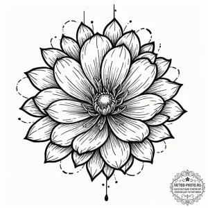 Tattoo sketch a flower with its petals made o... - эскиз тату (№1752270633_0, 11.07.2025 21:50) — tattoo-photo.ru