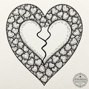 Tattoo sketch two halves of a candy heart wit... - эскиз тату (№1752270716_0, 11.07.2025 21:51) — tattoo-photo.ru