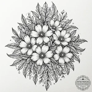Tattoo sketch a bouquet of flowers, but some... - эскиз тату (№1752270799_0, 11.07.2025 21:53) — tattoo-photo.ru