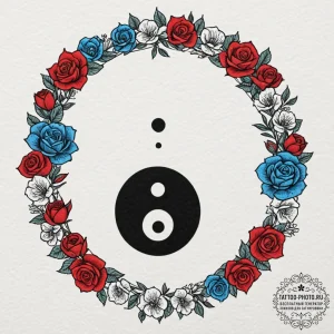 A dotwork design of the yin-yang symbol made... - эскиз тату (№1752270965_0, 11.07.2025 21:56) — tattoo-photo.ru