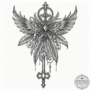 Tattoo design a set of keys on a ring, but ea... - эскиз тату (№1752271718_0, 11.07.2025 22:08) — tattoo-photo.ru