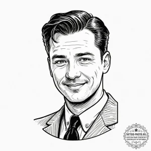A graphic novel portrait of col. hans landa f... - эскиз тату (№1752271801_0, 11.07.2025 22:10) — tattoo-photo.ru