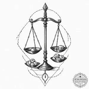 Tattoo sketch libra's scales turning into a f... - эскиз тату (№1752272385_0, 11.07.2025 22:19) — tattoo-photo.ru