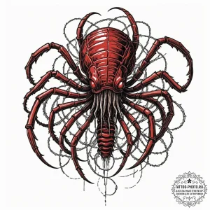 113. linework tattoo of a facehugger, minimal... - эскиз тату (№1752272469_0, 11.07.2025 22:21) — tattoo-photo.ru