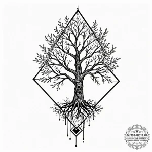 Tattoo sketch a single, powerful tree struck... - эскиз тату (№1752273029_0, 11.07.2025 22:30) — tattoo-photo.ru
