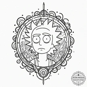 A graphic novel style tattoo of rick and mort... - эскиз тату (№1752273423_0, 11.07.2025 22:37) — tattoo-photo.ru