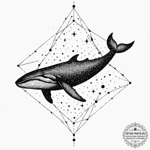 A whale silhouette filled with a starry sky,... - эскиз тату (№1752274237_0, 11.07.2025 22:50) — tattoo-photo.ru