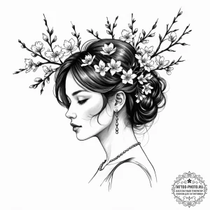 Tattoo design a woman's silhouette in profile... - эскиз тату (№1752274405_0, 11.07.2025 22:53) — tattoo-photo.ru