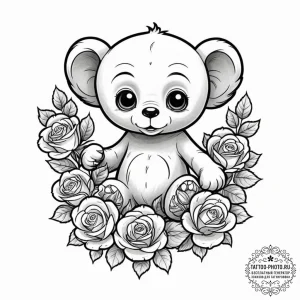 Cheburashka, tattoo sketch design, black and... - эскиз тату (№1752275246_0, 11.07.2025 23:07) — tattoo-photo.ru