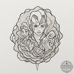 A sketch of the main characters from parasite... - эскиз тату (№1752275581_0, 11.07.2025 23:13) — tattoo-photo.ru