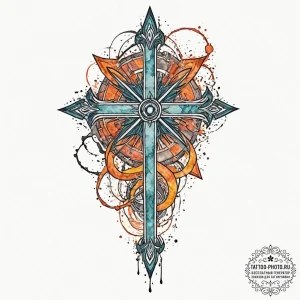 The leviathan cross, ink illustration for tat... - эскиз тату (№1752278367_0, 11.07.2025 23:59) — tattoo-photo.ru