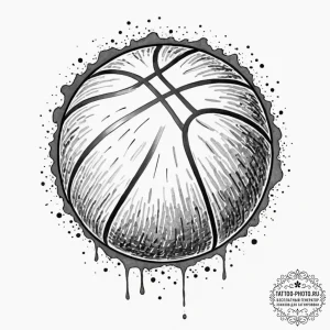 A close-up of the texture of a basketball., t... - эскиз тату (№1752279039_0, 12.07.2025 00:10) — tattoo-photo.ru