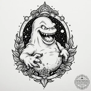 A sketch of slimer the ghost,, tattoo sketch... - эскиз тату (№1752279122_0, 12.07.2025 00:12) — tattoo-photo.ru
