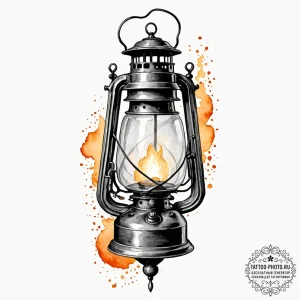 Tattoo sketch a vintage lantern casting a war... - эскиз тату (№1752279544_0, 12.07.2025 00:19) — tattoo-photo.ru