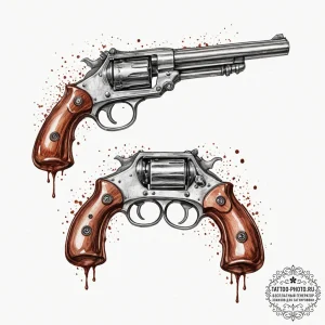 A linework tattoo of the two antique shotguns... - эскиз тату (№1752280574_0, 12.07.2025 00:36) — tattoo-photo.ru