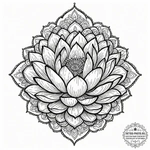Tattoo design a lotus flower with its petals... - эскиз тату (№1752280822_0, 12.07.2025 00:40) — tattoo-photo.ru