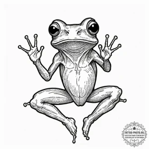 A glass frog with visible organs, artistic ta... - эскиз тату (№1752280988_0, 12.07.2025 00:43) — tattoo-photo.ru