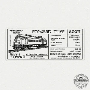 Tattoo sketch a train ticket with the destina... - эскиз тату (№1752281656_0, 12.07.2025 00:54) — tattoo-photo.ru