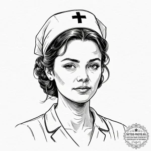 A sketch of nurse ratched from one flew over... - эскиз тату (№1752281821_0, 12.07.2025 00:57) — tattoo-photo.ru