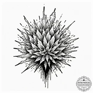 Tattoo sketch a pixelated explosion with smok... - эскиз тату (№1752282742_0, 12.07.2025 01:12) — tattoo-photo.ru