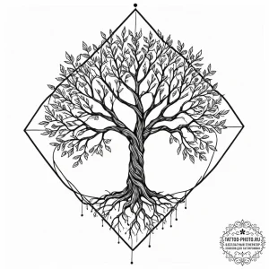 Tattoo sketch a tree of life, stylized with g... - эскиз тату (№1752283407_0, 12.07.2025 01:23) — tattoo-photo.ru