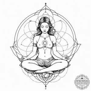 Tattoo sketch: a lunitsa protecting a sleepin... - эскиз тату (№1752283491_0, 12.07.2025 01:24) — tattoo-photo.ru