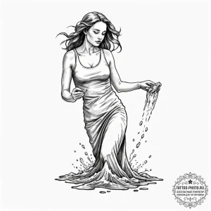 Tattoo sketch aquarius's water-bearer, pourin... - эскиз тату (№1752283812_0, 12.07.2025 01:30) — tattoo-photo.ru
